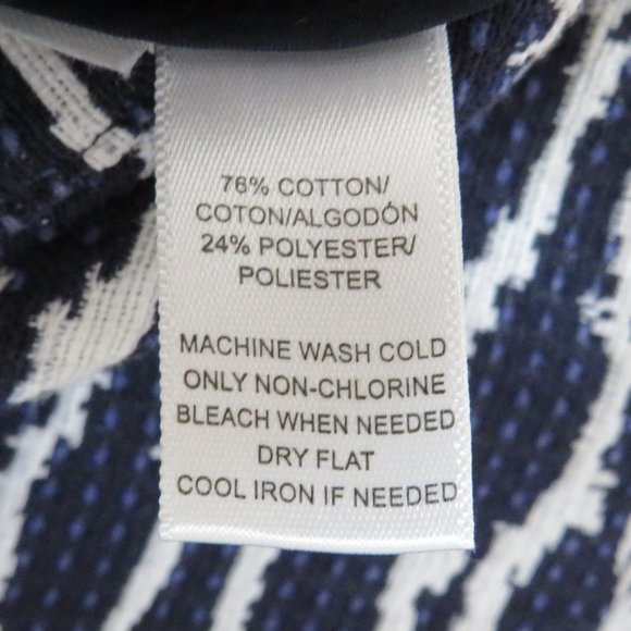 LOFT* Women's Half Side Zip Textured Navy Blue/White Tulip Skirt~ Size Small - Picture 4 of 8